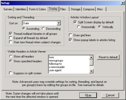 Xnews Setup - Display