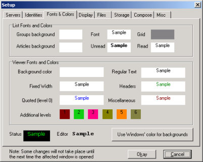 Xnews Setup - Fonts & Colours