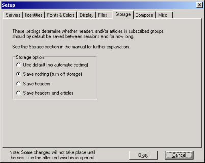 Xnews Setup - Storage