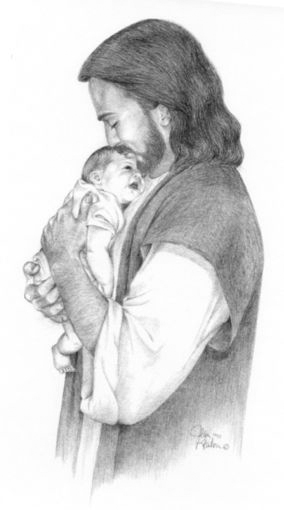 Jesus with newborn.