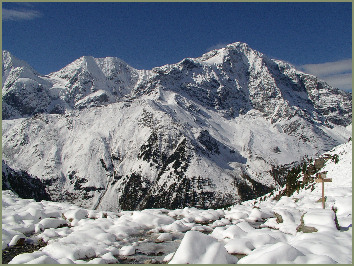 Ein Blick auf den Monte Zebru und den Ortler entsch�digte uns f�r die Anstrengung !