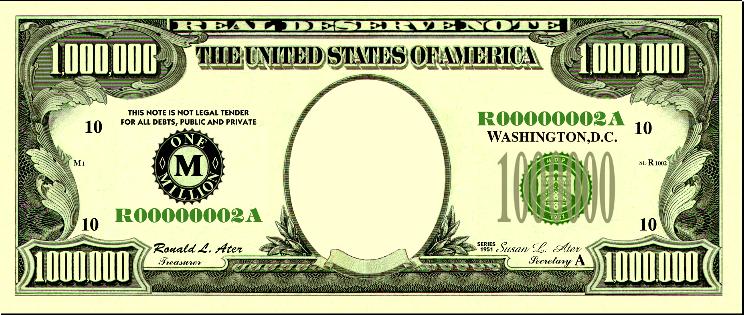 Million Dollar Bill Template order in progress