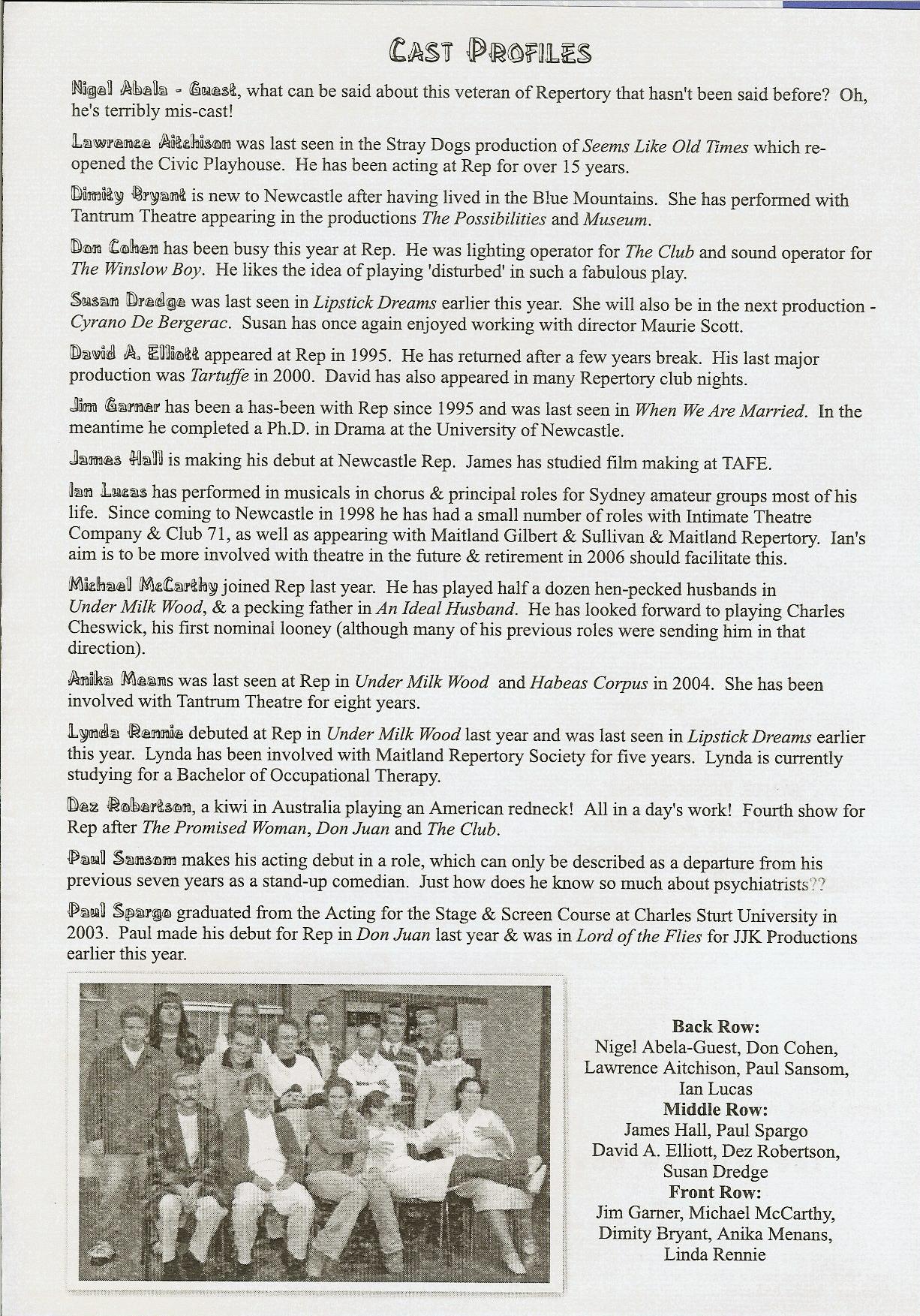 One Flew Over the Cuckoo's Nest programme page 3