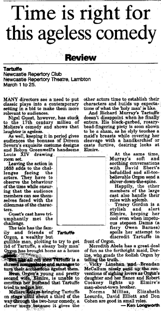 Tartuffe review 'Newcastle Herald' 3 March 2000