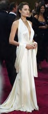 Angelina Jolie at Academy Awards in Gothic Style dress and hair extensions.