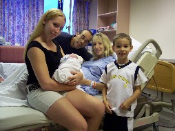 Erica (holding Tyler), Willie, Gale, and Alex - About 1 hour after Tyler was born