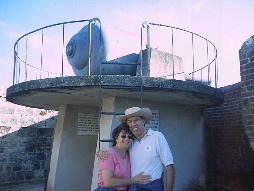 Dale & Ernie near one of the cannon support towers at Fort Hamilton.