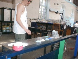 Preparing the colors.