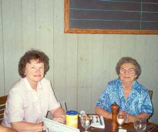 Aunt Alma and Mom at the restaurant