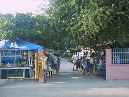 Shops along side street.