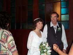 Really happy couple leaving the church
