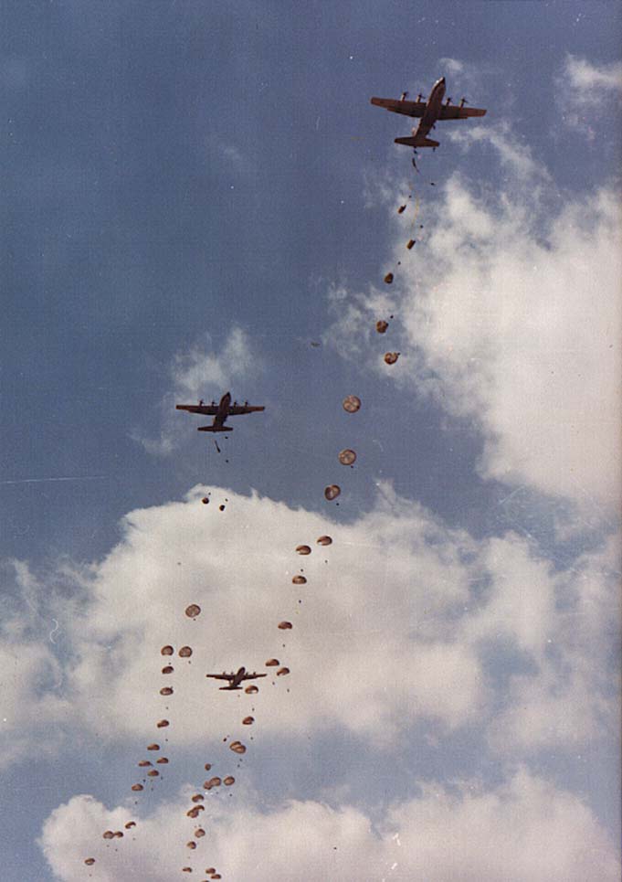 Hellenic Paratroopers jumping from C-130s
