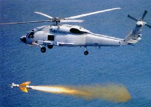 A Hellenic Seahawk, firing an Anti-Ship Missile
