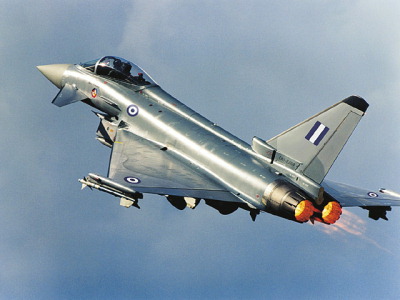A Hellenic Eurofighter 2000 Typhoon on trial