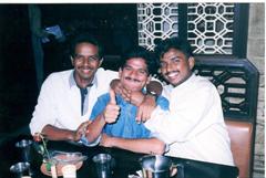 HOT DISCUSSIONS SOME TIME ENDS LIKE THIS !!!!!!!!
Left to Right: S. Raja, S. Munirasu and  G. K. Raghuraman (This photo was taken during a dinner party hosted by S. Venaktesan and N. Sivakumar)