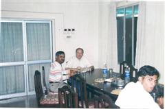 Prof. Dr. Jurgen Ruhe (Director for IMTEK and Chair for Chemistry and Physics of Interface, University of Freiburg, Germany), Dr. R. Dhamodharan, and S. Venkatesan at the dinner party hosted by Dr. R. Dhamodharan.
(This Photo was taken during prof. J. Ruhe�s visit to our group by DAAD exchange programme in the month of March 2002) 