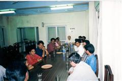 Dr. R. Dhamodharan�s group with  Prof. Dr. Jurgen Ruhe (Director for IMTEK and Chair for Chemistry and Physics of Interface, University of Freiburg, Germany) at the dinner party hosted by Dr. R. Dhamodhran.
(This Photo was taken during prof. J. Ruhe�s visit to our group by DAAD exchange programme in the Month of March 2002)