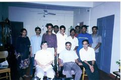 Left to Right (sitting): Prof. Kohji Tashiro (Osaka University, Department of Macromolecular Engineering, Japan), Dr. R. Dhamodharan, and Dr. Upendra Natrajan (NCL, Pune, India).
 Left to Right (standing): M. Sharmila, K. Dayananda, S. Raja, A. Ramakrishnan, S. Munirasu, S. Harihara Subramanian, A. V. Vivek, G. K. Raghuraman and R. Prakash Babu
 (This Photo was taken during prof. Tashiro�s visit to our group on November 2002)