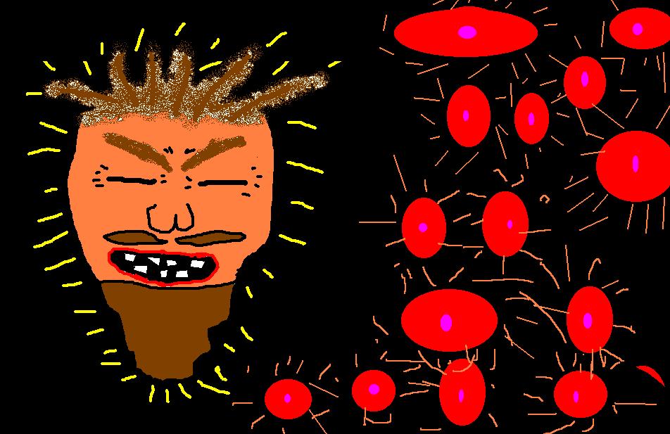 this artform of Psychic Death Blast is know as Shushmushshnumsh of the "silent wave of night". It is&nbsp; a single psychic death blast that is spread over a large area so thin as to be invisible. The the flexxes his powers mightily snapping the energy field back sharply and making it seem as if those caught withinit have simply exploded of their own volition much like buddhist monks are wont to do.