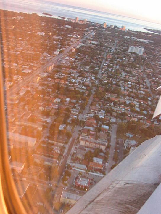 Miami looked rust red from the sky.  I was surprised by how many terra cotta tile rooks dotted the city.  Much different from approaching Atlanta or Harrisburg.
