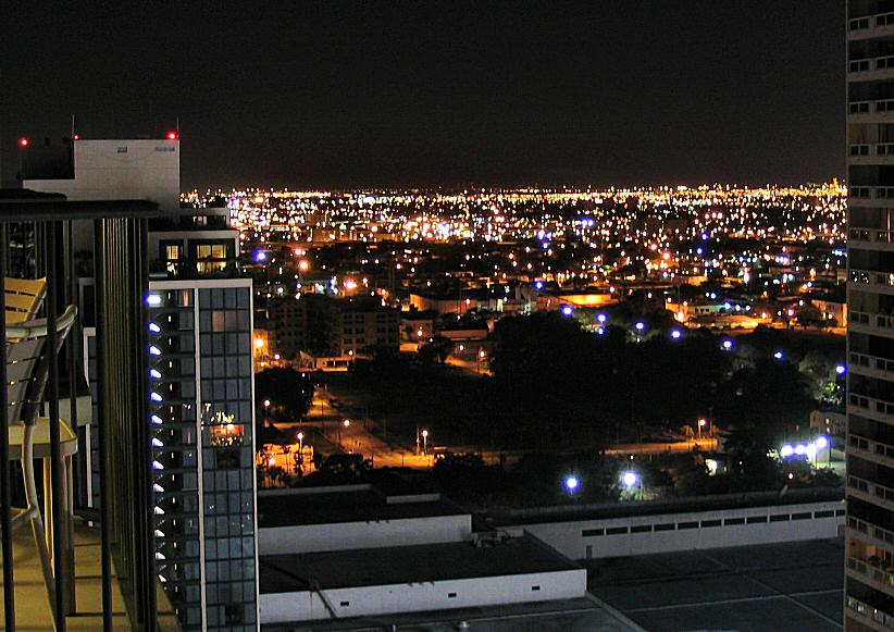 Looking back into the city from my balcony, the city by night.