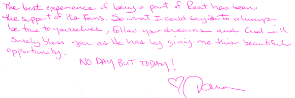 handwritten message from dana