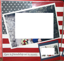 Formal shots with flag background