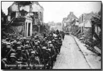 German soldiers marching through Bapaume