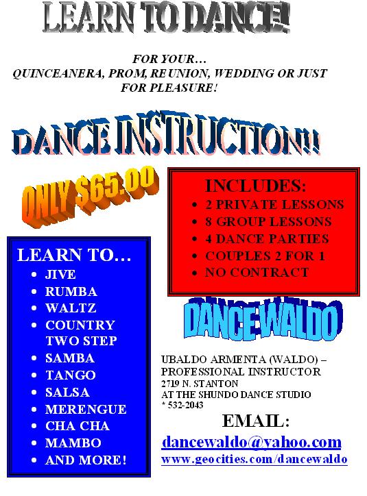 OUR CURRENT SPECIAL; CLICK TO GOTO DANCEWALDO HOMEPAGE