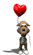 Dog with heart-balloon