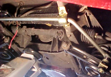Car on stand to show completed assembly on driver's side.