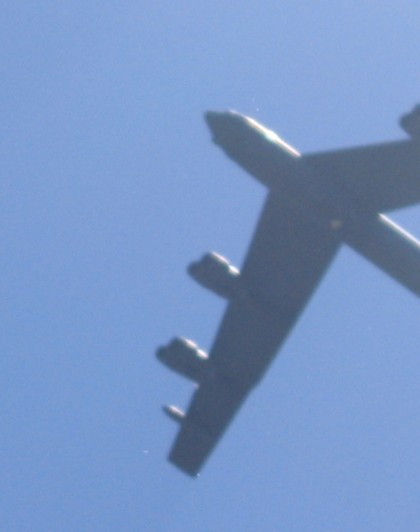 B-52 low over the stadium, and the Air Force band too!