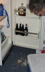 Jim had an exploding ginger ale, seems the frig was set too high.&nbsp; Started our day with a loud bang.