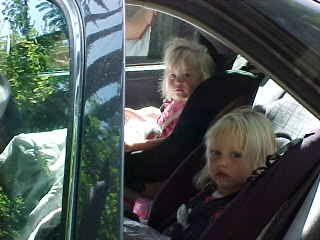 Cari and Ali ready to go in the Camry, from Newberg, Aug 14,2003