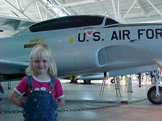 Cari and jet trainer, McMinnville Evergreen Air Museum