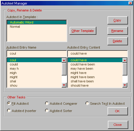 Autotext Manager