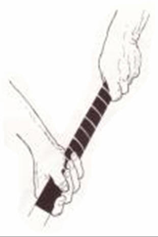 Holding the hockey stick in a correct position image