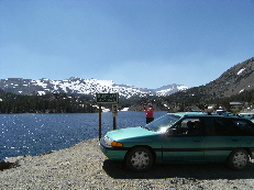 Here is the lil' green wagon @ Elmery Lake, its 2nd highest Elev.9538, on way to Yosemite.