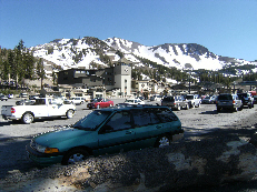 Here is the 94 Escort Wagon in front of Mammoth Mtn after long day of hiking.