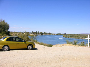 This is my car parked to camp while you look north on the Colorado River. Mouse for close up.