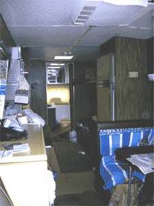 Here is look back inside the '74 Executive RV, front hall then bathroom