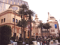 This is the outside of Aladin Casino/Hotel and entrance to Mall.