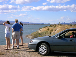 Here is a family looking over the Lake