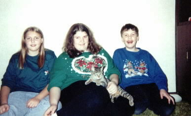 Christmas 1997 with my cat Mazy