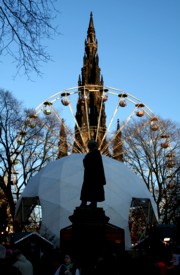 Ferris Wheel in front of the Scott Monument, Princes Street Gardens.