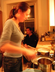 Anna cooking.