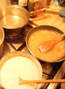 The meal on the stove.