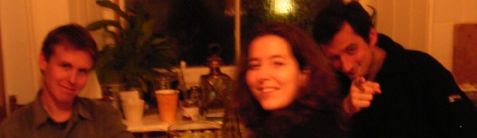 Myself, Marion, and Alex, sitting around while Anna cooked.