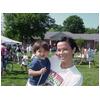 Sabrina Martin and her son after the Davidson Town Day 5K.
