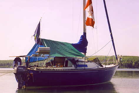 Our sailboat Anchor behiend Murry Island at Cold Lake Alberta
